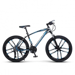 T-NJGZother Bike Adult Car Bicycle, Mountain Bike Ionic Carbon, Shock Absorbing Double Disc Brake, Speed Student Car-Black Blue Ten Knife Wheel_26 Inch 27 Speed，No Pedals