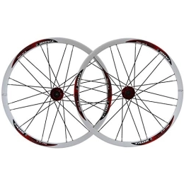 KANGXYSQ Spares Bike Wheelset 26-inch Mountain Wheel Set Bicycle Front Rear Double Layer Alloy Rim Disc Brake Hub Quick-release For 7 / 8 / 9 Speed (Color : White rim, Size : Blue logo)