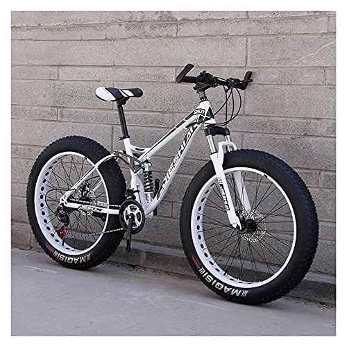 Fat Tyre Mountain Bike : 24"Ruota Fat Tire Mountain Bike 4" Pneumatici Larghi 21 velocità Bicicletta per Adulti Doppia Sospensione Dual Disc Brake Bicicletta per Teen, A