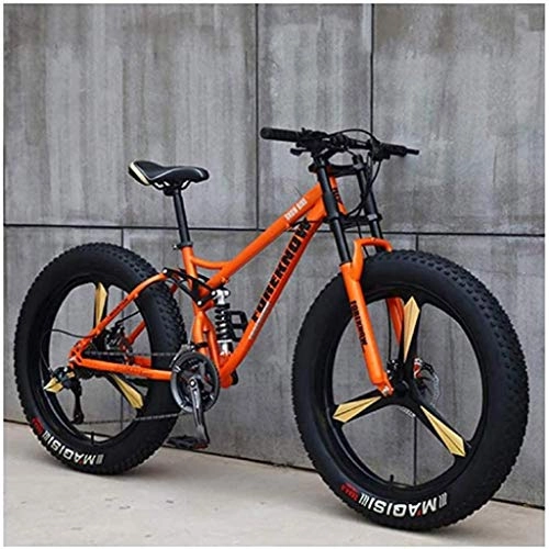 Fat Tyre Mountain Bike : Adult-bcycles BMX, Mountain 26 Pollici 4.0 Fat Tire Hardtail Mountain Bike, Sospensione Doppia Telaio e sospensioni Forcella all Terrain Mountain Bike (Color : Orange, Size : 24 Speed)