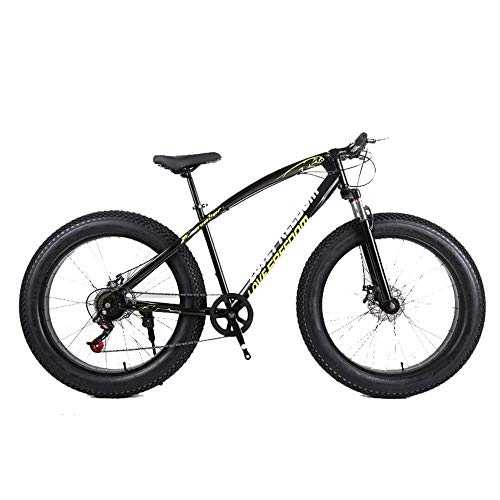 Fat Tyre Mountain Bike : Chenbz Sport all'Aria Aperta Fat Bike, 26 Pollici Cross Country Mountain Bike 21 velocità Spiaggia Montagna di Neve 4.0 Grandi Pneumatici Adulti di Guida all'aperto (Color : Black)