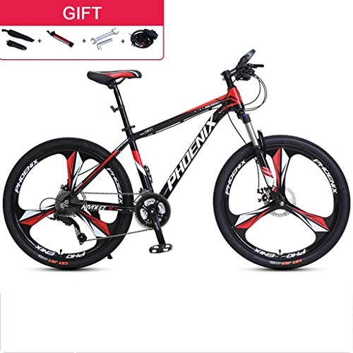 Fat Tyre Mountain Bike : Dsrgwe Mountain Bike, 26" Mountain Bike, Lega di Alluminio Biciclette Telaio, Doppio Freno a Disco e Sospensione Anteriore, 27 velocità (Color : Black+Red)