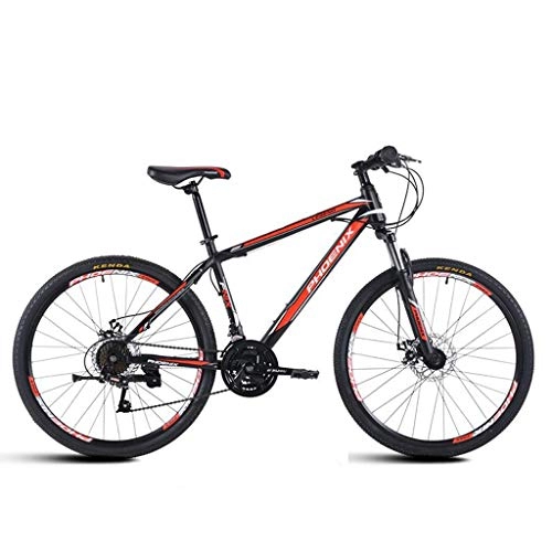 Fat Tyre Mountain Bike : Dsrgwe Mountain Bike, Mountain Bike, Acciaio al Carbonio Telaio Biciclette Hard-Coda, 26inch a rotelle, Doppio Freno a Disco e Forcella Anteriore, 21 velocità (Color : Black+Red)