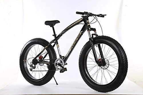 Fat Tyre Mountain Bike : Freedomn 7 / 21 / 24 / 27 Velocità Mountain Bike 26* 4.0 Grasso Pneumatici Biciclette Ammortizzatori Bicicletta Snow Bike, Nero verde, 7 marce