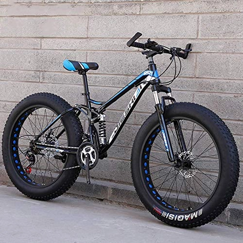Fat Tyre Mountain Bike : GQQ Mountain Bike, 24 Pollici Neve / Spiaggia / Mountain Bike Fat Tire Dual Disc Brake Big Wheels Bicicletta Telaio in Acciaio ad Alto Tenore Di Carbonio, 21 Velocit