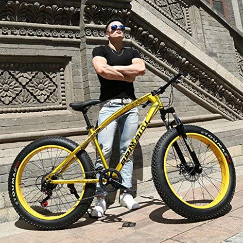 Fat Tyre Mountain Bike : GUIO  7 / 21 / 24 / 27 Speed 26x4.0 Fat Bike Mountain Bike Snow Bicycle Shock Fork, Without Folding, 21 Speed