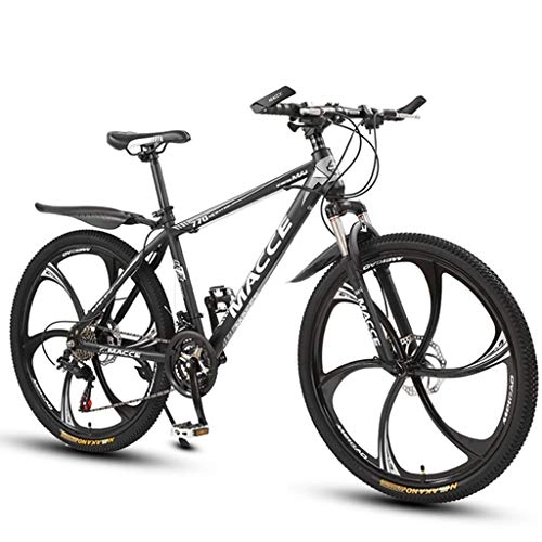 Fat Tyre Mountain Bike : GXQZCL-1 Bicicletta Mountainbike, 26 Mountain Bike, Acciaio al Carbonio Telaio Biciclette Montagna, Doppio Disco Freno e Blocco Forcella Anteriore MTB Bike (Color : Black, Size : 21-Speed)