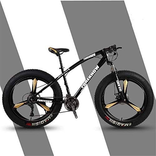 Fat Tyre Mountain Bike : HCMNME Mountain Bikes, velocità variabile da 26 Pollici Beach Beach Snowmobile Super Wide Tire Mountain Bike Bike Tre coltelli Telaio in Lega con Freni a Disco (Color : Black, Size : 21 Speed)