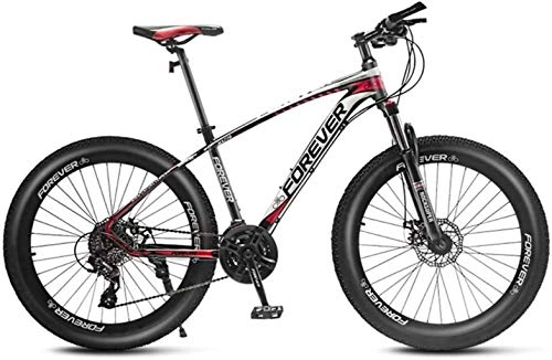 Fat Tyre Mountain Bike : HongLianRiven BMX 26 Pollici Bici di Montagna, Freno a Disco Fat Tire Mountain Trail Bike, Hardtail Mountain Bike, 24 / 27 / 30 / 33 velocit, Telaio in Lega di Alluminio 6-17 (Color : A, Size : 27 Speed)