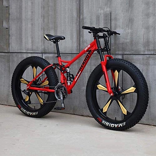 Fat Tyre Mountain Bike : HU Bicicletta, Mountain Bike, 26 Pollici 7 / 21 / 24 / 27 Speed ​​Bike, Studenti delle Donne degli Uomini a velocità variabile Bike, Fat Tire Mens Mountain Bike (Color : Red, Size : 27 Speed)