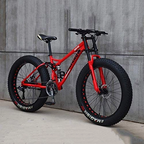 Fat Tyre Mountain Bike : HU Mountain Bike, 26 Pollici 7 / 21 / 24 / 27 velocità Biciclette, Studenti delle Donne degli Uomini a velocità variabile Bike, Fat Tire Mens Mountain Bike (Color : Red, Size : 21 Speed)