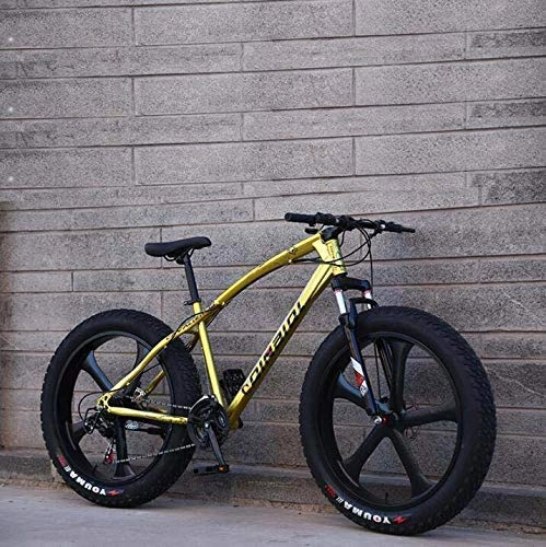 Fat Tyre Mountain Bike : HYCy MTB Mountain Bike Bicicletta per Adulti, Bici Cruiser con Telaio in Acciaio ad Alto tenore di Carbonio, Freno a Doppio Disco e Forcella Anteriore Completamente Ammortizzata