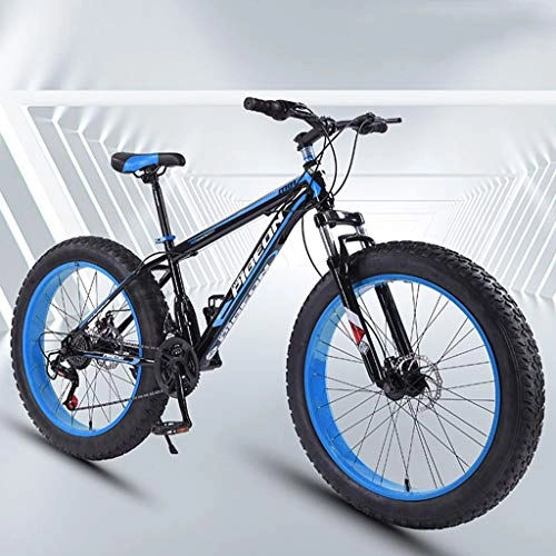 Fat Tyre Mountain Bike : JLZXC Mountain Bike Mountain Bike, 26 '' della Rotella Biciclette 24 Costi MTB Leggero Acciaio al Carbonio Telaio Freno A Disco Anteriore Sospensione (Color : Blue)