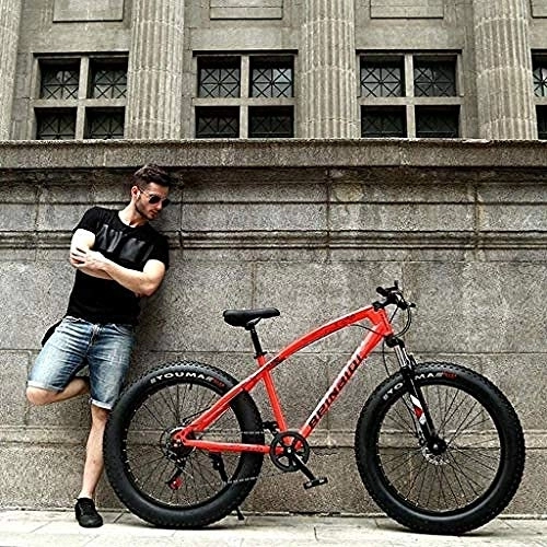 Fat Tyre Mountain Bike : KRXLL Bicicletta con Freno a Doppio Disco con Telaio in Acciaio ad Alta Resistenza Hard Tire Mountain Bike per Adulti