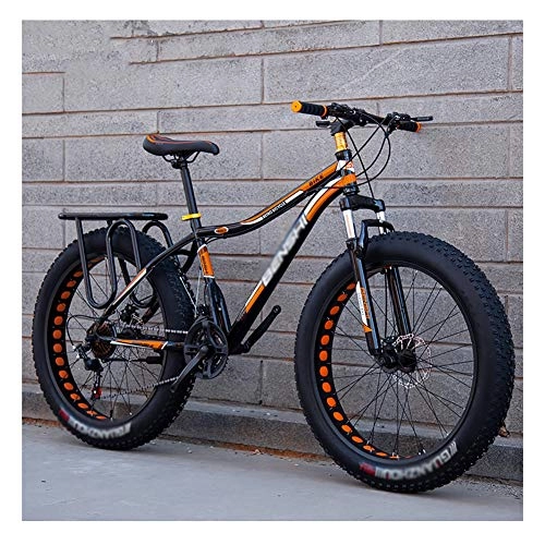 Fat Tyre Mountain Bike : LILIS Mountain Bike Biciclette Fat Tire Bike for Adulti della Bicicletta della Strada Beach motoslitta Biciclette for Donne degli Uomini (Color : Orange, Size : 26in)