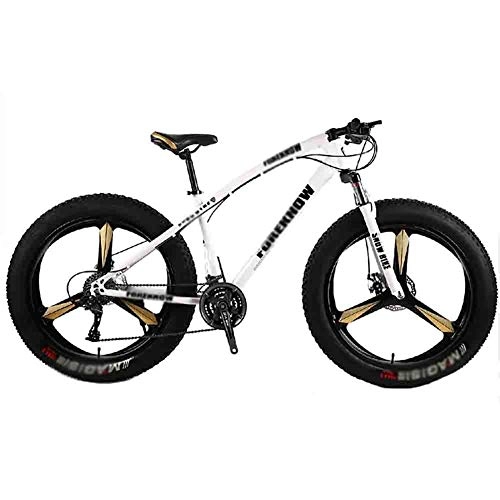 Fat Tyre Mountain Bike : LILIS Mountain Bike MTB Bici Adulta Beach Bike motoslitta Biciclette Mountain Bike for Uomo e Donna 26in Ruote Regolabile velocità Doppio Freno a Disco (Color : White, Size : 24 Speed)