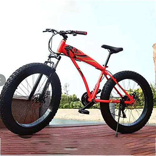 Fat Tyre Mountain Bike : LITI Bicicletta Biammortizzata, Mountain Bike Leggera a 7 / 21 / 24 / 27 velocità, Sospensione Anteriore e Telaio in Lega di Alluminio, Rosso, 24 Speed