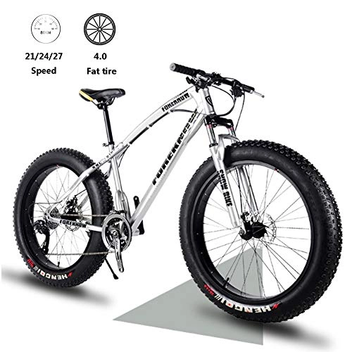 Fat Tyre Mountain Bike : LJJ Mountain Bike 26 Pollici, Fat Tire Hardtail MTB, Forcella Ammortizzata per Mountain Bike per Tutti i Terreni, 21 / 24 / 27 velocità Beach motoslitta Biciclette