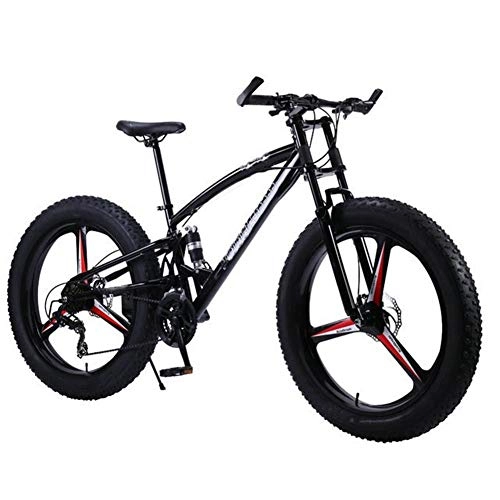Fat Tyre Mountain Bike : LNSTORE 7 / 21 / 24 velocità □□ 26x4.0 Biciclette Mountain Bike Neve Bike Shock Absorbing Forcella Anteriore della Bici Squisita fattura (Color : Black, Size : 24speed)