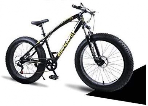 Fat Tyre Mountain Bike : Mountain Bike, Doppio Freno a Disco Fat Tire Bike Cruiser, -Alto tenore di Carbonio Telaio in Acciaio, Sedile Regolabile in Bicicletta (Color : Black, Size : 26 inch 24 Speed)