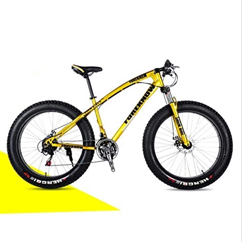 Fat Tyre Mountain Bike : Mountain bikes, Velocità variabile da 24 pollici Off-Road Beach Snowmobile Snowmobile Super Wide Tire Mountain Bike Spoke Wheel Telaio in lega con freni a disco ( Color : Golden , Size : 27 speed )