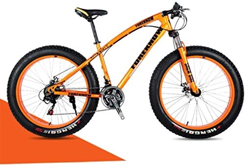 Fat Tyre Mountain Bike : Mountain bikes, Velocità variabile da 24 pollici Off-Road Beach Snowmobile Snowmobile Super Wide Tire Mountain Bike Spoke Wheel Telaio in lega con freni a disco ( Color : Orange , Size : 24 speed )