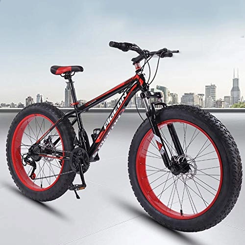 Fat Tyre Mountain Bike : Mountainbike Bici Bicicletta MTB Mountain Bike, 26 '' Della Rotella Biciclette 24 Costi MTB Leggero Acciaio Al Carbonio Telaio Freno A Disco Anteriore Sospensione MTB Mountain Bike ( Color : Red )