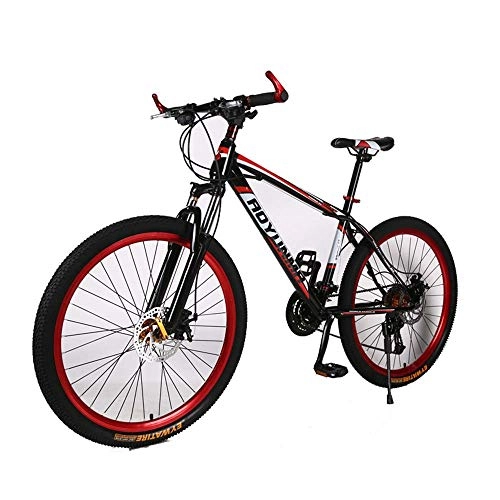 Fat Tyre Mountain Bike : MW Biciclette, Mountain Bike, Ad Alta Acciaio al Carbonio Duro Coda Bike, 24 Pollici 21 / 24 / 27 Speed ​​Bike, La Bicicletta della Strada, Studente di Scuola Bike, Black Red, 24 Speed