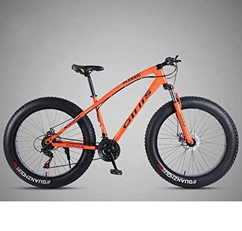 Fat Tyre Mountain Bike : N&I Bicycle 26 inch Bicycle Mountain Bike Hardtail for Men's Womens Fat Tire MTB Bikes High-Carbon Steel Frame Shock-Absorbing Front Fork And Dual Disc Brake Orange 30 Speed Black 21 Speed