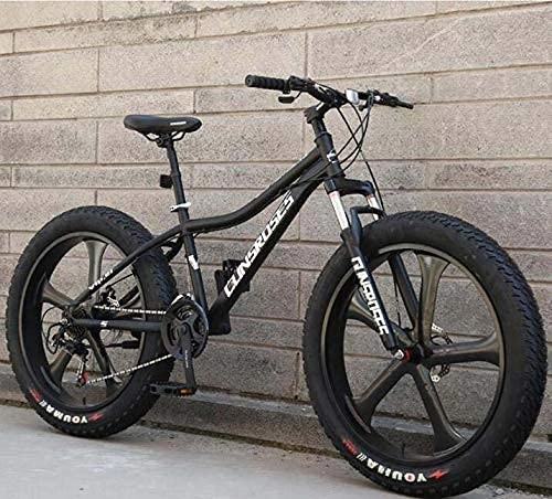 Fat Tyre Mountain Bike : N&I Bicycle 26 inch Hardtail Mountain Bike for Adults High Carbon Steel Frame Full Suspension Spring Fork Double Disc Brake Black 24 Speed Green 24 Speed
