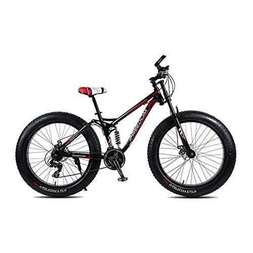 Fat Tyre Mountain Bike : NoraHarry Flower 21 24 velocità Mountain Bike 26 Pollici 4.0 Fat Tire Bike Neve Double Disc Ammortizzatore Bike Love Sports (Color : Black, Size : 21 Speed)