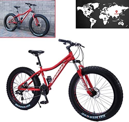 Fat Tyre Mountain Bike : Pendente a soffitto per adulti BMX 26" 4.0 Fat Tire Snowmobile, velocità variabile 7 / 21 / 24 / 27 / 30, per uomini, donne, studenti, rosso, 27