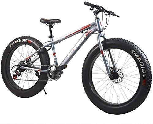 Fat Tyre Mountain Bike : Portatile 26 pollici bici di montagna / Doppio freno a disco a velocità variabile 4.0 pneumatici in lega di alluminio ispessito Rim motoslitta di 7 velocità, adatto ad adulto Fat Man donna che conduce