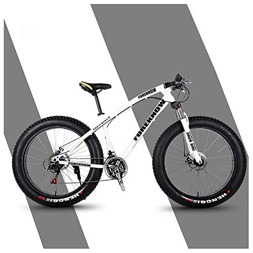 Fat Tyre Mountain Bike : QMMD 24 Pollici Mountain Bike, Adulti Mountain Bike Front Suspension, Hardtail Biciclette, Telaio in Acciaio ad Alto Tenore di Carbonio, 7-21-24-27- Marce Cambio, C Spokes, 21 Speed