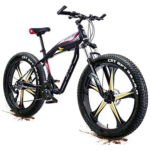 Fat Tyre Mountain Bike : QMMD 26 Zoll MTB, Erwachsenen Hardtail MTB, Großer Reifen Fahrräder, 27-30-Gang Mountainbike, Gabel-Federung, Herren Fahrrad mit Scheibenbremsen Alu Rahmen, C 5 Spokes, 27 Speed