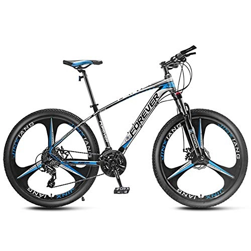 Fat Tyre Mountain Bike : QMMD 27.5 Pollici Mountain Bike, Adulti Hardtail Mountainbike, 24, 27, 30, 33 Marce Cambio Biciclette, Unisex Leggero Front Suspension Mountain Bike, Blue 3 Spoke, 33 Speed