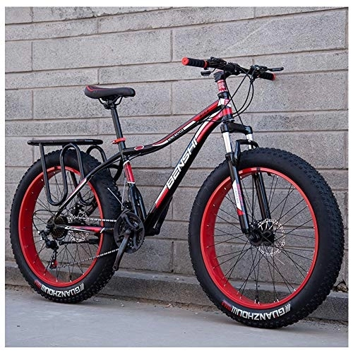 Fat Tyre Mountain Bike : QMMD Adulti Mountain Bike 26 Pollici, 7-21-24-27- velocità Biciclette Grande Pneumatico, Telaio in Acciaio ad Alto Tenore di Carbonio, Mountain Biciclette, E Spokes, 7 Speed