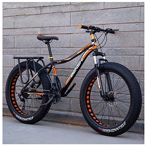 Fat Tyre Mountain Bike : QMMD Adulti Mountain Bike 26 Pollici, 7-21-24-27- velocità Biciclette Grande Pneumatico, Telaio in Acciaio ad Alto Tenore di Carbonio, Mountain Biciclette, I Spokes, 24 Speed