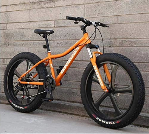 Fat Tyre Mountain Bike : QZ Mountain Bike, 26inch Fat Tire Hardtail Snowmobile, Doppio Telaio ammortizzato e sospensioni Forcella all Terrain Abbigliamento da Montagna Bici Adulta (Color : Orange 2, Size : 27Speed)