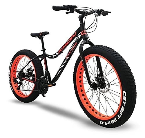 Fat Tyre Mountain Bike : S.T.S. KRON Bici Fat Bike 26" in Alluminio Bicicletta FXC500 con Freni A Disco Cambio Shimano 21 velocità (Arancione)