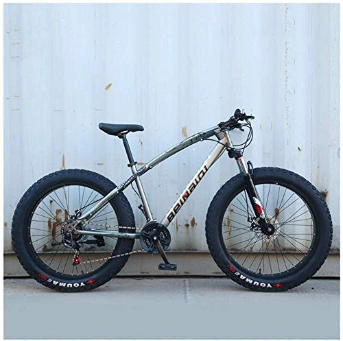 Fat Tyre Mountain Bike : Shirrwoy 26 Pollici MTB Hardtail Fat Tire ATV con Sedile Regolabile, Freno a Disco di Bicicletta in Acciaio al Carbonio, velocità 7 / 21 / 24 / 27 / 30, i Soldi, 21 velocità