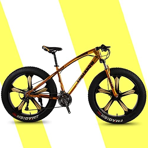 Fat Tyre Mountain Bike : SHUI 26'' Mountain Bike con Pneumatici Grassi, Telaio in Acciaio Ad Alto Tenore Carbonio, velocità 7 / 21 / 24 / 27 / 30, Pneumatici Nodosi Larghi 4.0, Forcella Ammortizzatore Au Gold-30sp