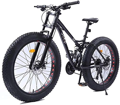 Fat Tyre Mountain Bike : TongN Biciclette 26 Pollici Donne Mountain Bike, Freni a Disco Fat Tire Percorso Mountain Bike, Bici Hardtail, Alto tenore di Carbonio Telaio in Acciaio (Color : Black, Size : 27 Speed)