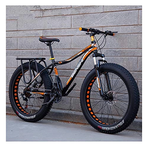 Fat Tyre Mountain Bike : TOOLS Mountain Bike Bici da Strada Biciclette Fat Tire Bike for Adulti della Bicicletta della Strada Beach motoslitta Biciclette for Donne degli Uomini (Color : Orange, Size : 24in)