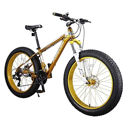 Fat Tyre Mountain Bike : velocità Mountain Bike 26 * 4, 0 Pollici Fat Tire Adulta della Bicicletta Forcella Ammortizzata con Pista Ciclabile / Freni A Doppio Disco Telaio in Alluminio MTB Neve Moto (Color : Yellow)