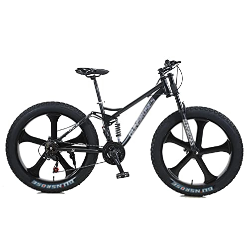 Fat Tyre Mountain Bike : WANYE Fat Tire Bike per Uomo, Mountain Bike da 26 Pollici a 7 velocità, Bicicletta da Montagna da Spiaggia con Pneumatici Larghi da 4 Pollici Black-5 Spoke Wheel