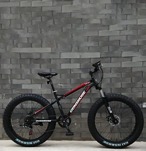 Fat Tyre Mountain Bike : WJSW Mountabike Adulti Fat Tire, Freno Doppio Disco / Telaio Acciaio ad Alto tenore Carbonio, Bici motoslittspiaggia, Ruote 24 Pollici