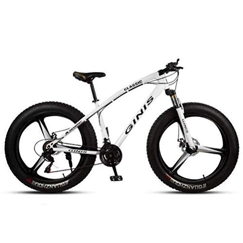 Fat Tyre Mountain Bike : WJSW Mountain Bicycle - City Road Bicycle Dual Suspension Mountain Bikes Sports Leisure (Colore: Bianco, Dimensioni: 21 velocità)
