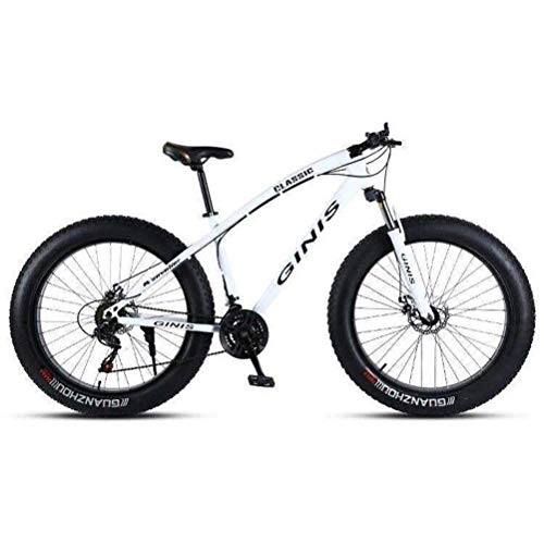 Fat Tyre Mountain Bike : WJSW Mountain Bike per Pneumatici Ultra-Largo - Bicicletta Hardtail City per pendolari Bianca per Adulti (Dimensioni: 30 velocità)