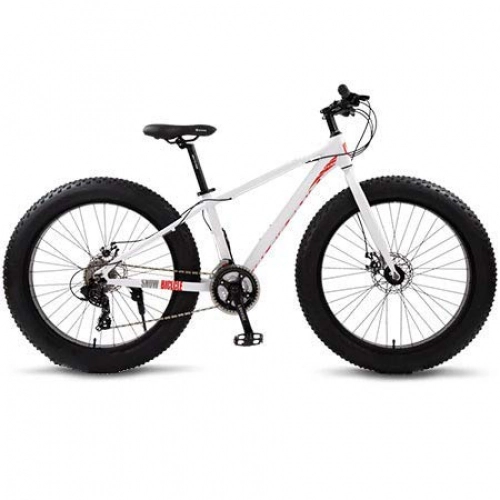 Fat Tyre Mountain Bike : Wolf Fang Mountain Bike 24 velocità 26 bici in lega di alluminio bici da strada freno ampio pneumatico Cross-Country Fat Bike a velocità variabile adulto Mountain Bike (bianco rosso)